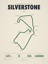 Circuitkaart Silverstone, Engeland van Sidney van den Boogaard