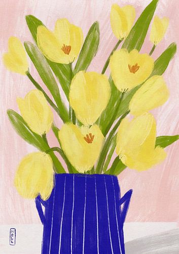 Gele tulpen in een vaas