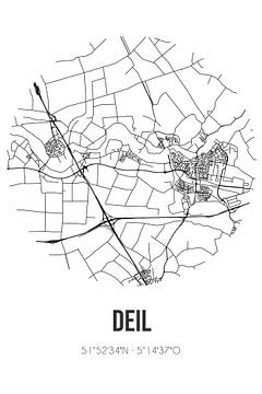 Deil (Gelderland) | Landkaart | Zwart-wit van Rezona
