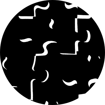 "only shadows" (alleen de schaduwen) in zwart wit puzzelstukjes (zwart) van Marjolijn van den Berg