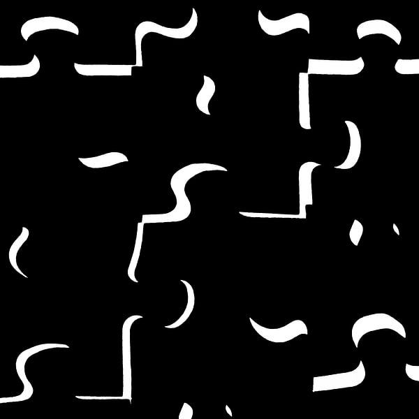 "only shadows" (nur die Schatten) in schwarzen und weißen Puzzleteilen (schwarz) von Marjolijn van den Berg