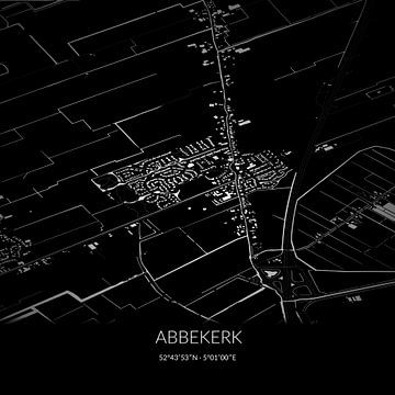 Zwart-witte landkaart van Abbekerk, Noord-Holland. van Rezona