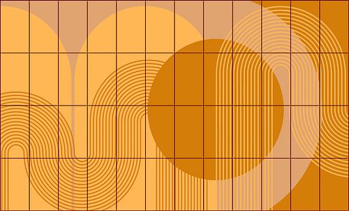 Bauhaus booggeometrie uit de 19e eeuw in oranje geel