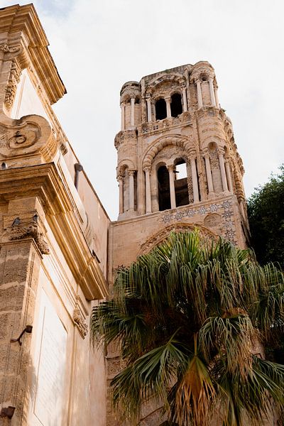 Église à Palerme, en Sicile, avec un palmier. par Fotograaf Elise