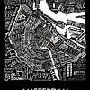 Typographie d'Amsterdam en noir et blanc : Plan avec la tour A'dam sur Muurbabbels Typographic Design