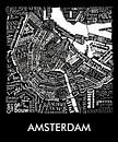 Amsterdam zwart- wit typografisch: Plattegrond met A'dam toren van Muurbabbels Typographic Design thumbnail