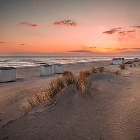 Colourful sunset on Burgh-Haamstede beach, Zeeland by Michel Seelen
