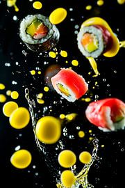 Sushi explosion with splashes and colours by Poster Art Shop