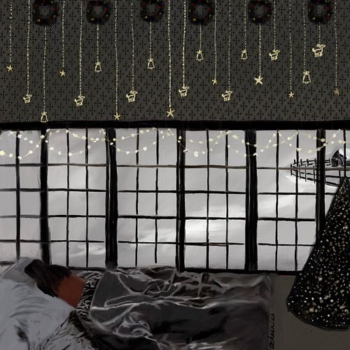 Peaceful Snowy Bedroom