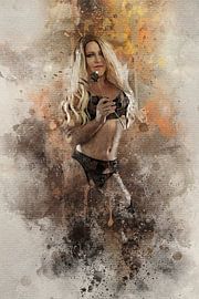 Frau in Dessous Aquarell