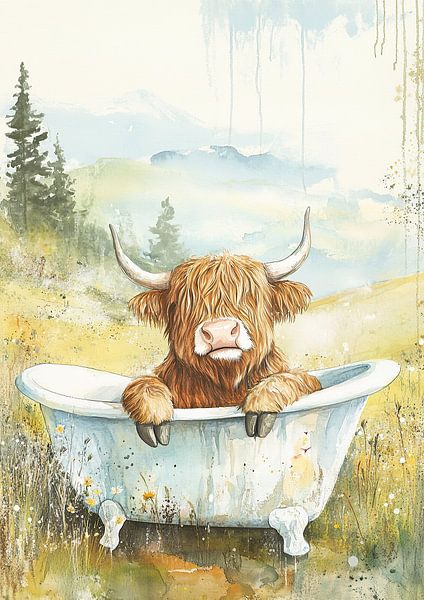 Highland Cow dans la baignoire par Niklas Maximilian