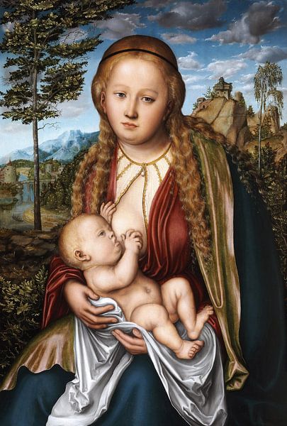 Lucas Cranach de Oude. Madonna met kind van 1000 Schilderijen