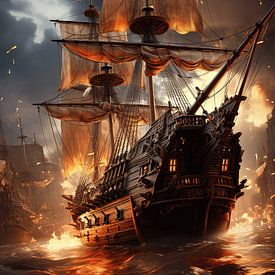 naval battle 16th century van Harry Herman