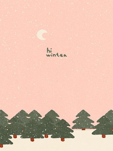 Magical snowfall in the forest. Hello winter