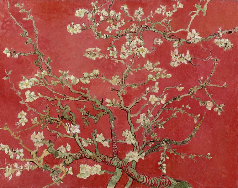Amandelbloesem Van Vincent Van Gogh (Rood) Op Canvas, Behang, Poster En Meer