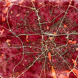 Map of Bourges with the style 'Amber Autumn' by Maporia