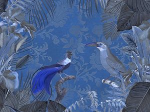Midnight Jungle Blue Tropical Paradise von Andrea Haase