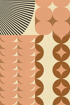Moderne abstracte geometrische kunst . Patroon in jaren 70 retro stijl V van Dina Dankers