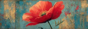 Rode Bloem | Bloem tegen Blauwe Achtergrond van I ❤ Bloemen