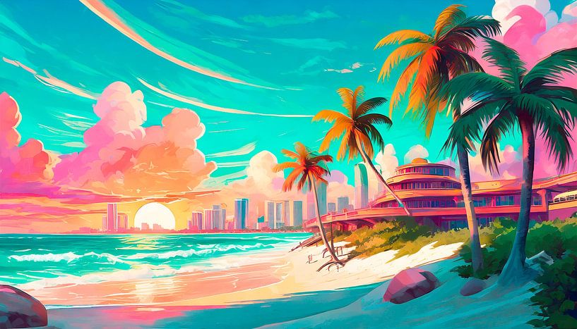 Miami Beach in Vintage van Mustafa Kurnaz