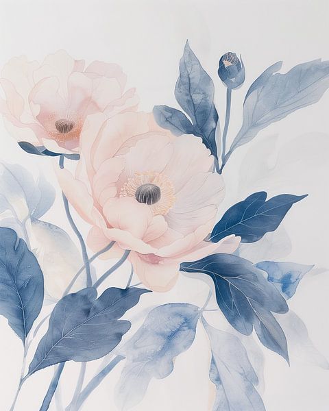 Delicate Floral Portrait in Soft Pastel Shades by Color Square
