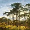 Italian landscape with parasol pines, Hendrik Voogd, digitally restored by Lars van de Goor