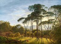 Italian landscape with parasol pines, Hendrik Voogd, digitally restored