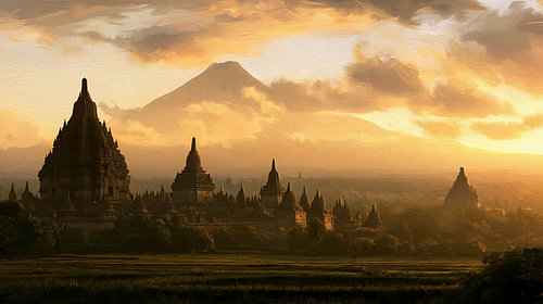 Prambanan Temple, Indonesia: an abstract panorama