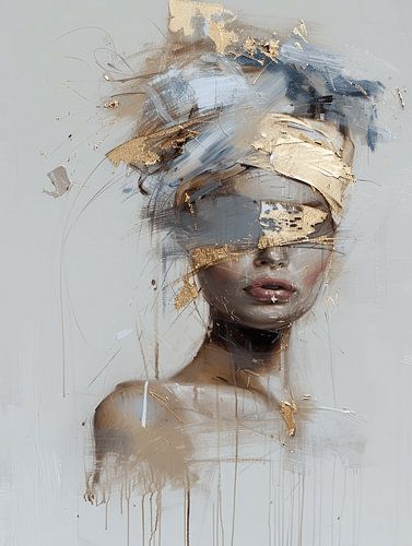 Modern en abstract portret met een vleugje goud