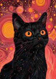 Zwarte kat in de ruimte 10 #kat van JBJart Justyna Jaszke