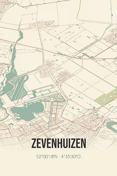 Alte Karte von Zevenhuizen (Südholland) von Rezona