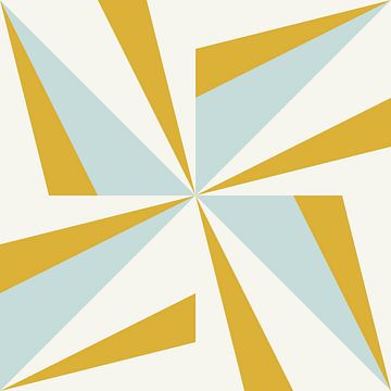 Retro geometrie met driehoeken in Bauhaus-stijl in geel en blauw 2 van Dina Dankers