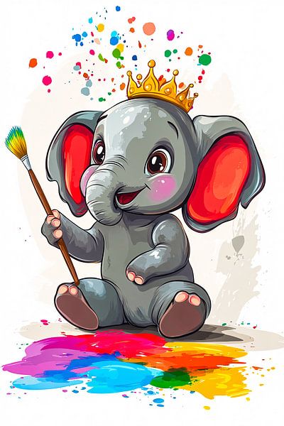 Cheerful baby elephant with paint by Imperial Art House