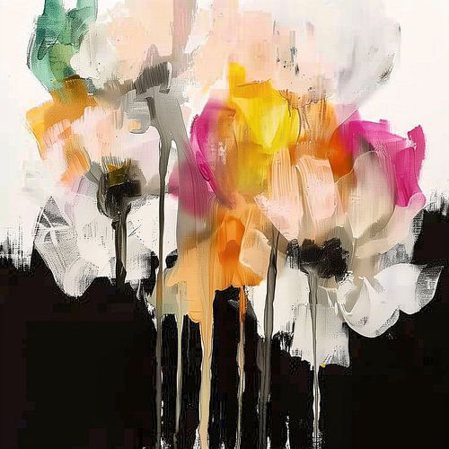 Fleurs en voie de disparition dans une abstraction colorée