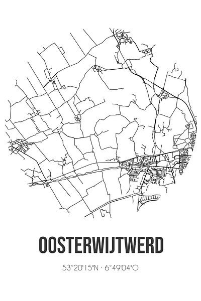 Oosterwijtwerd (Groningen) | Map | Black and white by Prints of Place