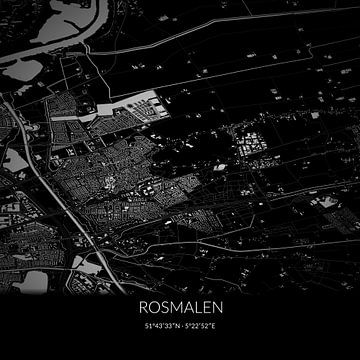 Schwarz-weiße Karte von Rosmalen, Nordbrabant. von Rezona
