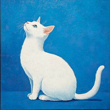 Witte kat met blauwe ogen van Lauri Creates