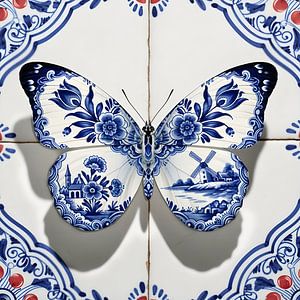 Delfts Blauwe Vlinder op Klassieke tegels 2