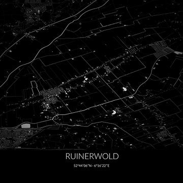 Zwart-witte landkaart van Ruinerwold, Drenthe. van Rezona