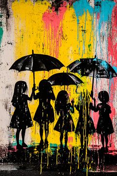 Kindersilhouetten met kleurrijke achtergrond van Imperial Art House
