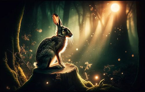 Daydreamer rabbit on his sun throne