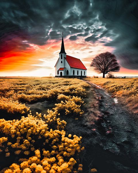 Kapelle in der Landschaft von fernlichtsicht