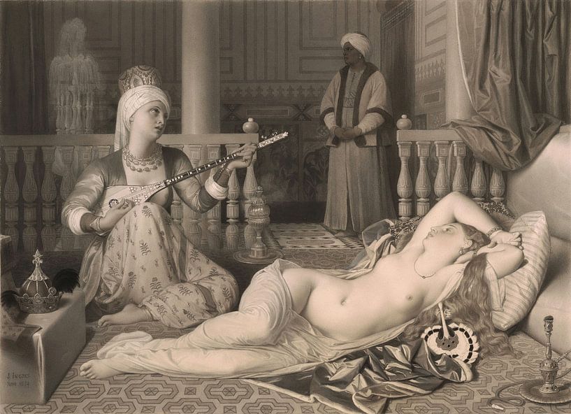 Jean-Auguste-Dominique Ingres, Odaliske mit einer Sklavin - 1839-1840 von Atelier Liesjes