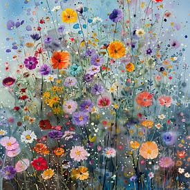 Flowers | Flower Field Impressionism by Wonderful Art