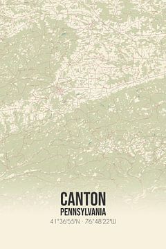Vintage landkaart van Canton (Pennsylvania), USA. van MijnStadsPoster