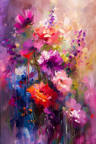 Abstracte bloemen in levendige kleuren