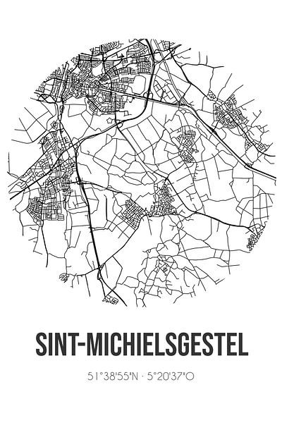 Sint-Michielsgestel (North Brabant) | Map | Black and White by Prints of Place