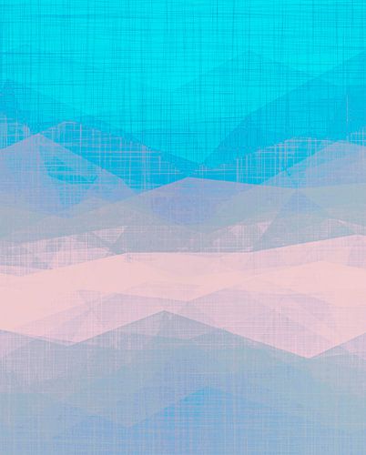 Morning Mist een moderne pop-art expressionist in cyaanroze