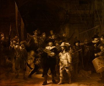 De Nachtwacht, Rembrandt van Rijn in het goud | Oude meesters van Kjubik