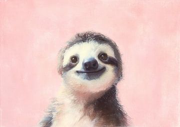 Sloth on pink by Niklas Maximilian